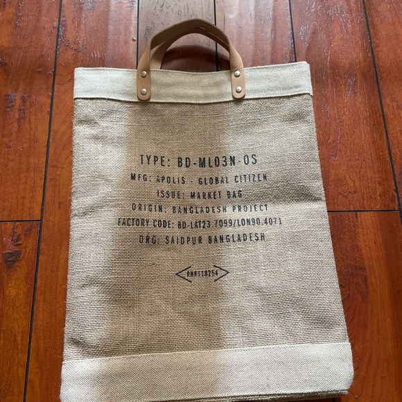 Apolis Market Bag in Natural Limited Edition Clare V. “Merci Beau Coup” - Picture 2 of 9